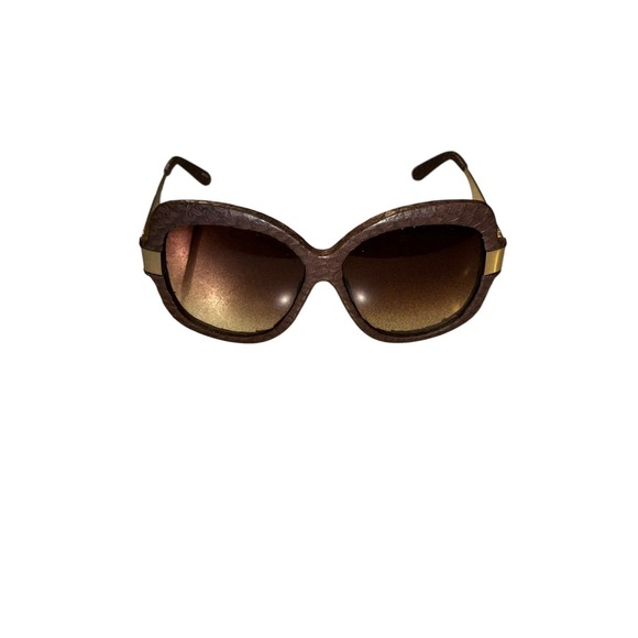 Linda Farlow Luxe CAT 2‎ Square Oversize Burgendy Snakeskin Sunglasses $740 main image 13